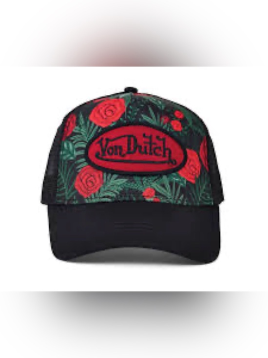 Von Dutch Accessories - SOLD NWT Von Dutch Rose Multicolored Printed Black Trucker Hat